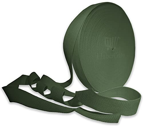 25mm Heavy Duty Webbing Belt Strap Upholstery Webbing Cotton Blend 1 Inch Webbing for Bag Straps Rucksack Backpacks Luggage Bag Strap Cargo Strapping Belts (Olive Green - 25mm - 40 Meters)