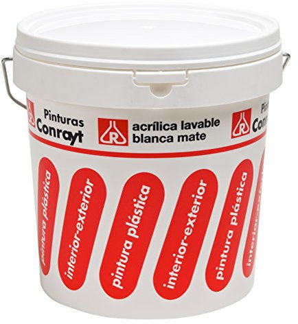Rayt 344-28 Conrayt I-100: pintura plástica blanca para interior y exterior de acabado mate, Embalaje puede variar