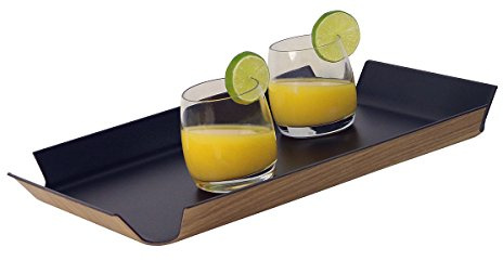 Continenta Rutschfestes Tablett, schwarz metallic-Holzoptik, ca. 40,5 x 29,5 x 4 cm | CON-02931000