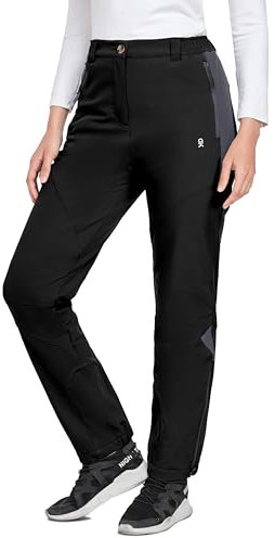 Little Donkey Andy Damen Winter Wanderhose Skihose Trekkinghose Snowboardhose, Softshell-Hose, Fleecegefüttert und wasserabweisend Schwarz L