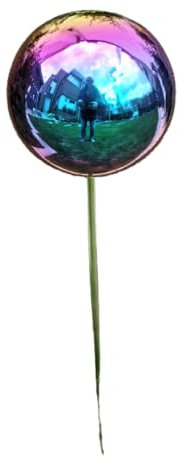 Jürgen Bocker Garten-Ambiente Gartenstecker Rosenkugel 15 cm mit Stab 80 cm aus Edelstahl Rainbow poliert