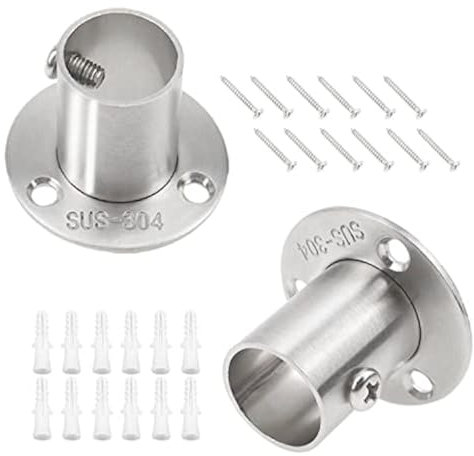 CYUaoao - Soporte de Extremo de Varilla 20mm - 4 Piezas Soporte para Barra de Armario de Acero Inoxidable Soporte Perchero Armario de Metal Plateado para Barra de Ropa y Cortina - con Tornillos