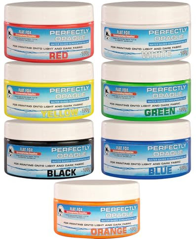 Flat Fox Siebdruck-Tinte auf Wasserbasis, 100 g, 7 Farben