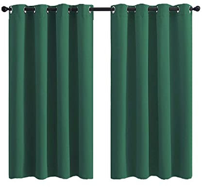 Banemi Fenstergardinen Verdunklung, Vorhänge 2er Set Polyester Einfarbig Dekorative Vorhänge für Wohnzimmer 132x137cm Grün