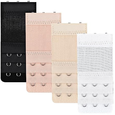 4 Stück Elastische BH Verlängerung 3 Haken 3 Reihen Damen Weich BH Verschluss Bequem BH Träger Verlängerung BH Erweiterung 3 Haken Damen BH Verlängerer