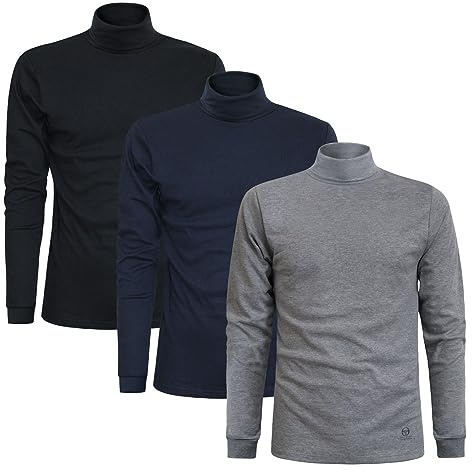 Sergio Tacchini Pull à col roulé pour Hommes Chaud Coton, Lot de 3, Multicolore (Bleu, Noir, Gris) M