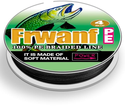 Frwanf Fil de pêche tressé noir - Ne se décolore pas - 100 m - 2000 m - 2,7 à 136 kg - En polyéthylène super résistant à l'abrasion - Sans étirement - 100 m - 3,6 kg/0,12 mm