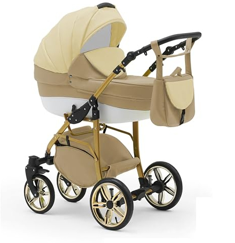 Elcar Kinderwagen 2-in-1 Neo Gold inkl. Sportsitz - 13 Teile - in Creme-Beige-Gold