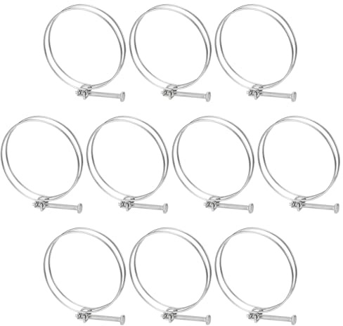 QUARKZMAN 10 st dubbeltrådiga slangklämmor, 115–125 mm justerbara rörklämmor i rostfritt stål med M8 bult för damminsugningsrör, pumprör