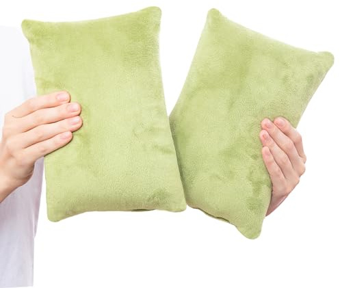 1 MIDDLE ONE 2 Pack Small Pillow, Memory Foam Mini Pillow 11 X 7 Inches for Travel, Sleeping, Nap and Neck, Knee, Lumbar Support, Tiny Cushion for Pet, Dogs (Sage Green)