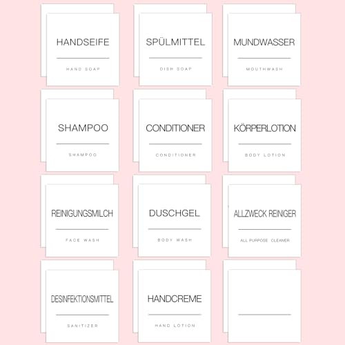 KSIWRE 24 Stück Badezimmer-Etiketten für Kunststoff/Glas Flaschen, Wasserfeste Handseifenspender-Etikettenaufkleber, Abnehmbare Flaschenetiketten für Seife, Lotion, Shampoo, Conditioner (weiß)