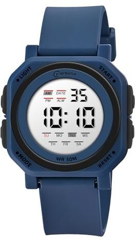 HMJIA Orologio Bambino Ragazzo 3ATM Impermeabile Orologio Digitale Bambino da Polso Sportivo con Sveglia Cronometro Luce LED Data Orologio BambinI per Ragazzi Adolescenti (BLU)