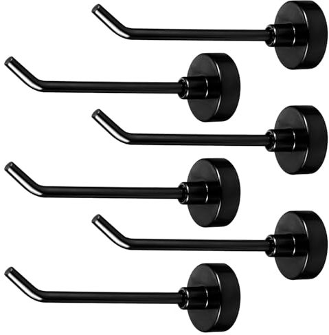 XIHIRCD 6pcs Magnetic Hanging Hooks, 1.7lb 3 Inch Large Long Heavy Duty Hook, Strong Magnet Cabin Fridge Wall Mount Peg, Magnetic Hanger for Cruise Ship Travel Garage Kitchen Refrigerator (Black)