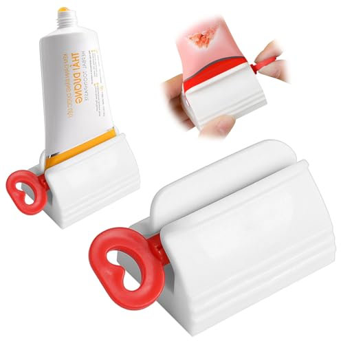 Presse-dentifrice à rouler - Distributeur de dentifrice multifonction - Simple et pratique - Rouge