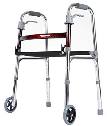 CAFIEDR Andador con Ruedas Plegable con 2 Ruedas,Carro con Asiento Acolchado,Marco Ligero para Caminar,Sillas de Descanso para Transporte con Ruedas,Muleta de Ayuda a l