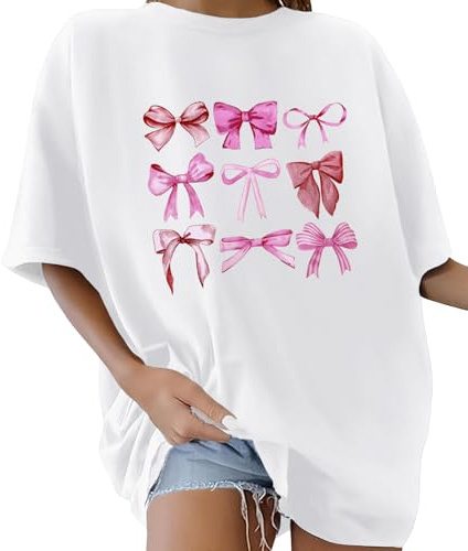 Xnova Tee Shirt Femme Grande Taille Coton T-Shirts à Manches Courtes Col Rond Oversize Graphic Long Top Casual Loose Haut Été