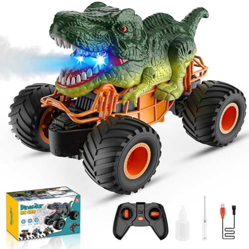 HappyGoLucky Coche Teledirigido, Monster Truck Juguetes Niños 3-10 Años Coches para Niños Juegos Regalo Niño 4-12 Años Dinosaurios Juguetes Regalo Cumpleaños Niños
