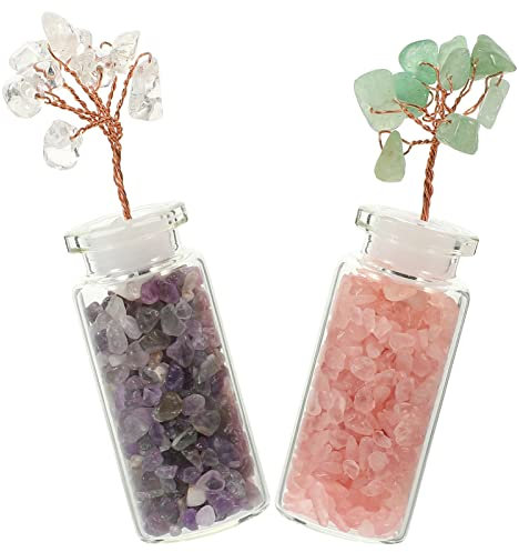 PRETYZOOM 2piezas Árboles De Cristal Bonsái Decoración De Buen Auspicio para Hogar y Escritorio Adorno De Fortuna