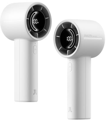 JISULIFE Mini ventilateur manuel 5000 mAh rechargeable avec batterie, refroidissement jusqu'à 28 heures, 5 vitesses, vent puissant, petit ventilateur pour voyage, extérieur, camping, plage, maquillage