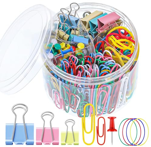 Set di 350 graffette, graffette colorate in diverse misure, clip per ufficio e scuola