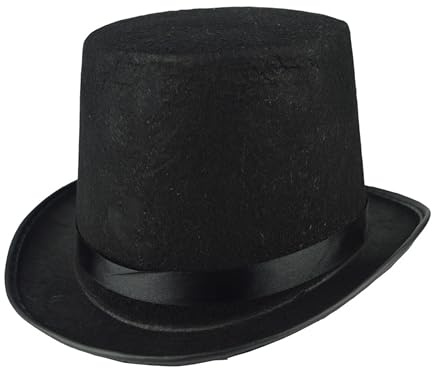 CATMEYE Adult Black Felt Top Hat, Victorian Steampunk Costume Hat in Polyester Felt for Men & Women, Fancy Dress Hat for Halloween & Cosplay