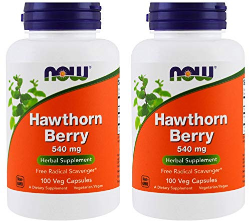 NOW Foods Hawthorn Berry 540 mg, 100 Veg Capsules (Pack of 2)