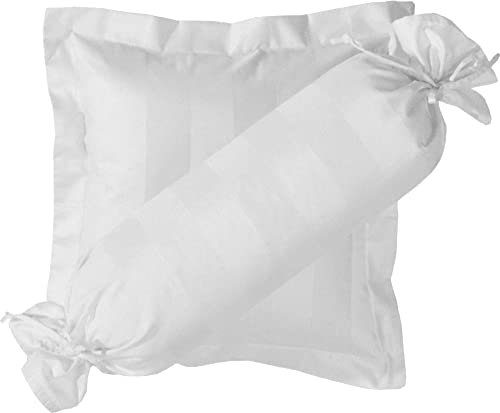 Curt Bauer Nackenrollenbezug Como Mako-Brokat-Damast Weiss Größe 40x15 cm Ø