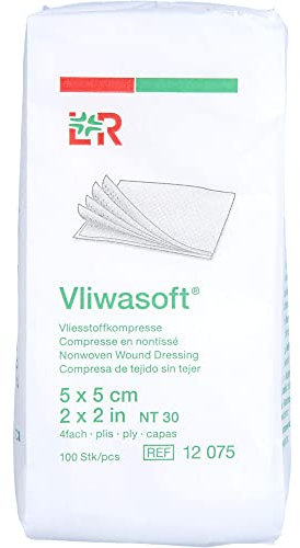 VLIWASOFT Vlieskompressen 5x5 cm unsteril 4l. 100 St