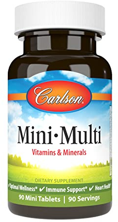 Carlson - Mini-Multi, Vitamins & Minerals, Immune Support & Heart Health, Optimal Wellness, 90 mini tablets.