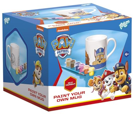 PAW PATROL Tazza da dipingere tazza da colorare con i motivi incl. 6 colori diversi e pennelli