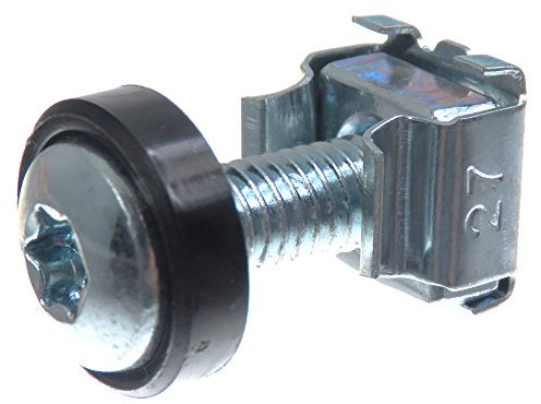 Tuercas enjauladas SECCARO M6 en juego, para montaje en rack, acero galvanizado, tornillo de 20 mm con casquillo hexalobular (TX), arandela, 20 piezas