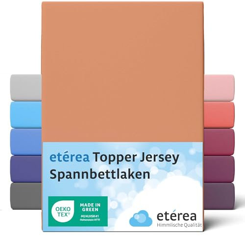 etérea Jersey Topper Spannbettlaken 180x200-200x200 cm Pfirsich für 5-10 cm Steghöhe 100% Baumwolle - Oekotex Spannbetttuch Matratzen Bett Bezug - Bettlaken 180x200cm - 200x200cm Gelb