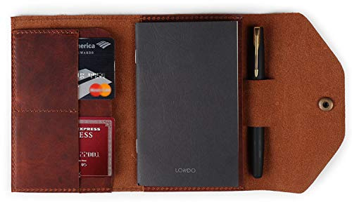 Londo Porte-Documents en Cuir Véritable avec Bloc-Notes et Fermeture à Pression