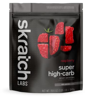 Skratch Labs Super High Carb Sport Drink Mix, Raspberry, 16 Servings | Endurance sports fuel for athletes, carbohydrate powder, cluster dextrin and electrolytes, non-GMO, vegan, gluten free