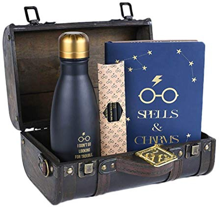 Pyramid International Harry Potter Premium Gift Set with Insulated Metal Bottle in Wooden Trunk 26cm x 17cm x 13cm - Official Merchandise