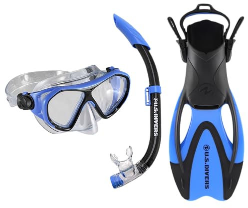 US Divers |Schnorchelset Dorado für Kinder ab 6+ | Maske, Schnorchel und Flossen II JR Blue Black, S