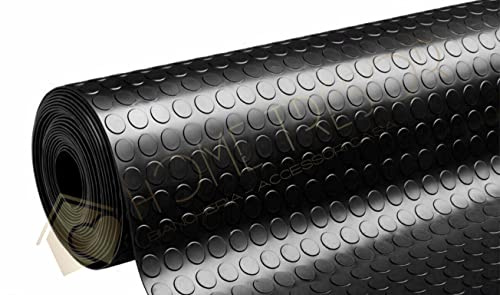 Home Tresor - Tappeto Bullonato PVC Rivestimento Pavimento Nero Copripavimento Gomma Bollato Antiscivolo Flessibile Altezza 100 Cm. Misura (1x4 MT)