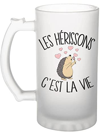 Planetee Chope de bière Hérisson c'est la vie | Verre à Bière Pinte humour alcool idée cadeau fête des pères anniversaire