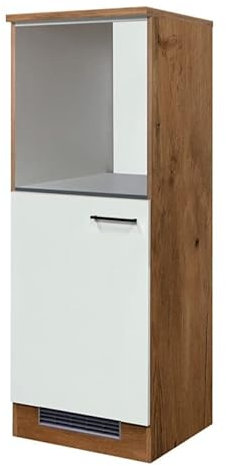 Flex Well Demi-Geräteumbauschrank Demi-Kühlschrank- und Herdumbauschrank Umbauschrank - 1-türig - 60 cm breit - Creme Matt-Lancelot Eiche