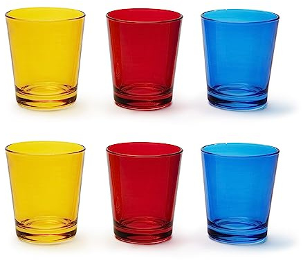 Excelsa Portofino Set med 6 glas, gul/röd/blå, 30 cl., blåst glas