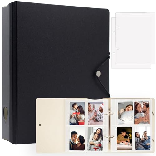 200 fickor fotoalbum för Fujifilm Instax Mini 11 12 9 8 7+ LiPlay-film, fotokortbindare för Polaroid SnapTouch PIC-300 Z2300 fotoskrivare, 2 x 3 fotobok för Kpop Card (svart)