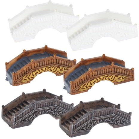 BEBEMOKO 6pièces Pont Miniature Résine Décor Micro Paysage Jardin Accessoires Arc Pierre pour Maison Scène Miniature Ornement De Bureau Élégant