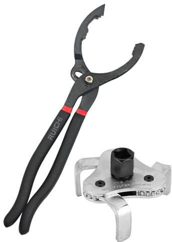 Hahhhha 12 Adjustable Oil Filter Pliers,with Oil Filter Wrench Removal Tool,Oil Filter Change Tool,Durable Oil Filter Wrench,Oil Filter Tool for Fuel Line,Gasoline Pipe,Urea Pipe,Oil Pipe