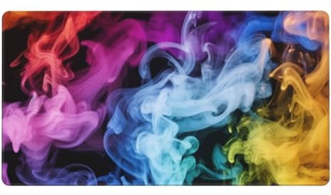 Colorful Smoke - Extra-Large Keyboard Mouse Mat â€“ 40 X 75cm Desk Pad with Anti-Slip Rubber Base, Perfect for Gaming, Office, and Home â€“ Large Mousepad for Laptop Computer Table