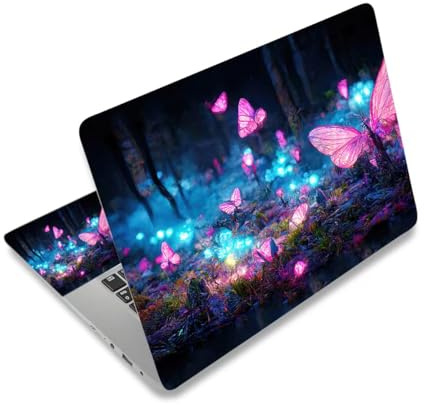 AIMSA Pellicola adesiva per computer portatile, 17 17.3 pollici Laptop Art Decal copertura universale, adesivi decorativi per notebook protezione della pelle, fantasia farfalla rosa