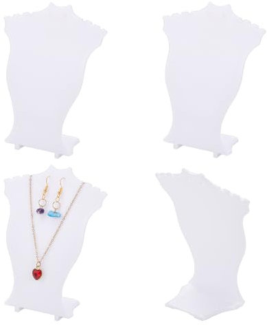 arricraft 4 Pcs Jewelry Necklace Displays, White Bust Shaped Plastic Slant Back Necklace Jewelry Storage Rack Bust Display Stand Plastic Jewelry Display Holder for Jewelry Display