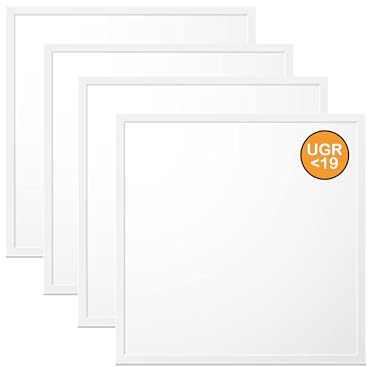 WSU Lights 4x LED Panel, Deckenleuchte, 62x62cm, 4400lm, 4000K, 40W, UGR<19, inkl. Trafo, Rasterleuchten, Einlegeleuchte, Büroleuchten (4000 Kelvin (neutralweiß), 4 Stück)