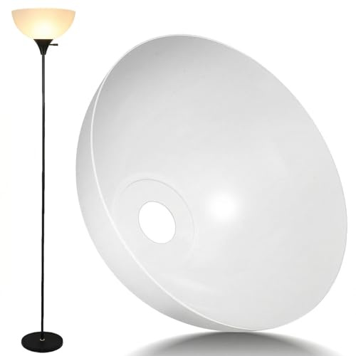 ULTECHNOVO Floor Lamp Shade, Plastic Bowl White Lamp Shades Replacement, 1.65 inch/ 42 mm Fitter Lamp Light Covers for Floor Lamps Upright (11 inch Diameter)