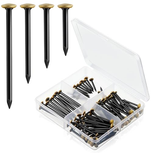 Enhon 120 Bildernägel Set (20/25/30/40mm) - Rostfreie Stahlnägel mit goldfarbenem Kopf für Beton, Ziegel & Holz - Ohne Bohren - Schont die Wand - Inkl. praktischer 4-Fach Box