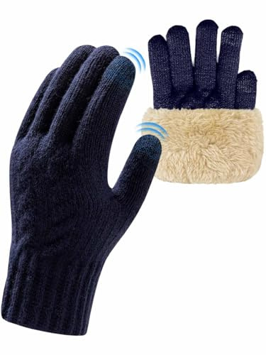 CheChury Guantes Invierno Hombre Tactiles Guantes Termicos Mujer Touch Screen Guante Hombre Cálidos con Forro Polar Guante de Punto Grueso Lana Movil Smartphone Ciclismo Moto Bici Ski Aire Libre